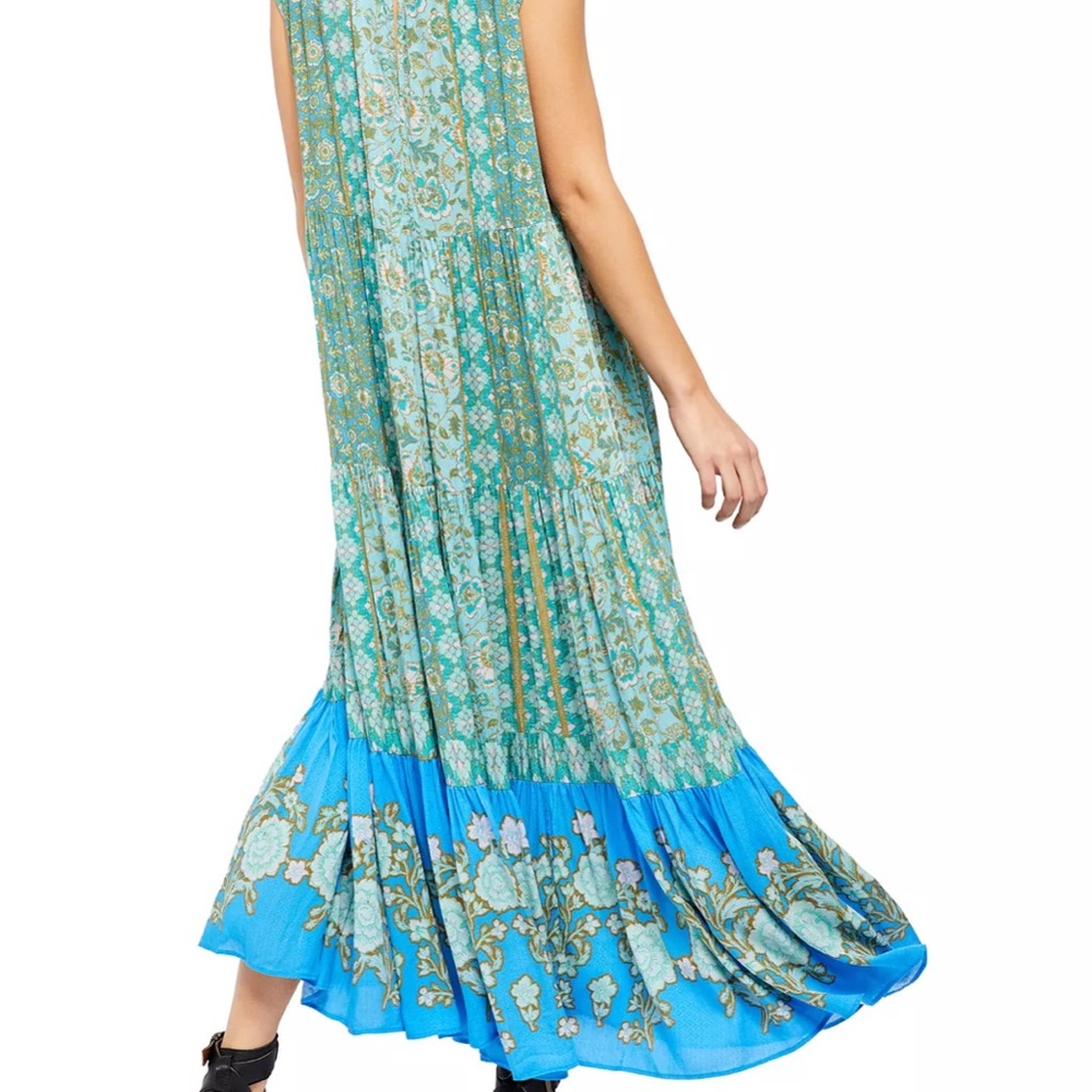 FREE PEOPLE Hanalei Bay Maxi Dress Blue Size Medium Turquoise Multi - Picture 6 of 16